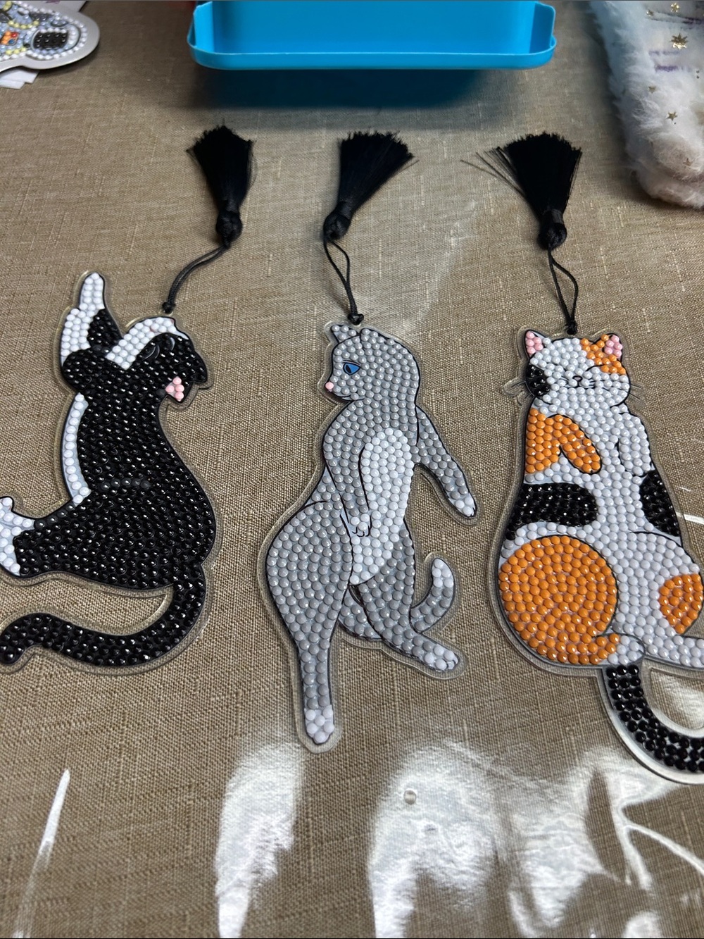 Beaded Cat Bookmarks- Black, Gray, Orange/White Calico